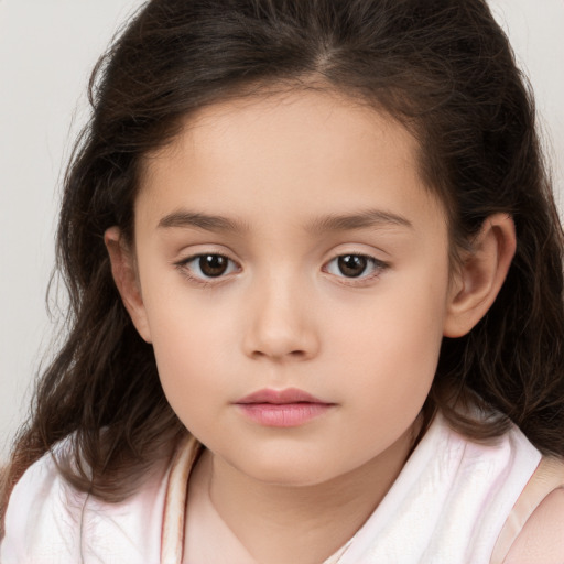 Neutral white child female with medium  brown hair and brown eyes