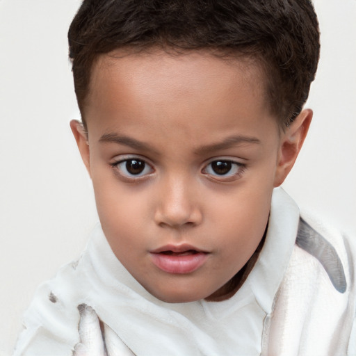 Neutral white child female with short  brown hair and brown eyes