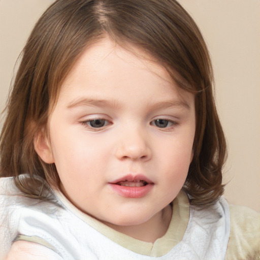 Neutral white child female with medium  brown hair and brown eyes