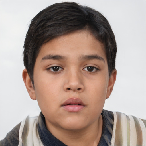 Neutral asian child male with short  brown hair and brown eyes