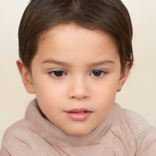 Neutral white child female with short  brown hair and brown eyes