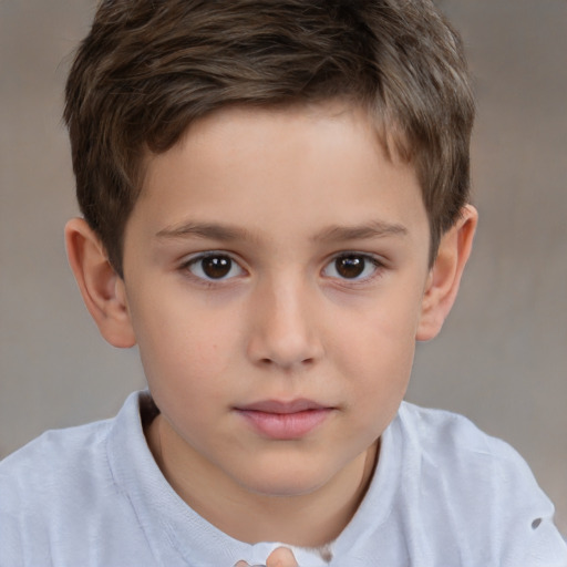 Neutral white child male with short  brown hair and brown eyes