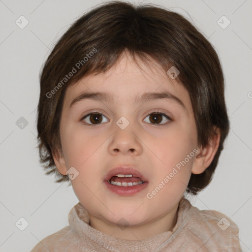 Neutral white child female with medium  brown hair and brown eyes