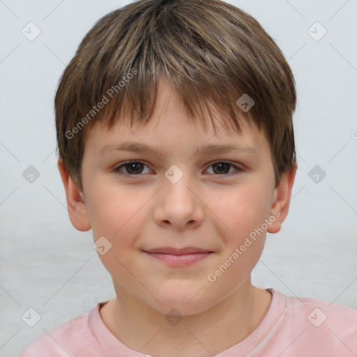 Neutral white child male with short  brown hair and brown eyes