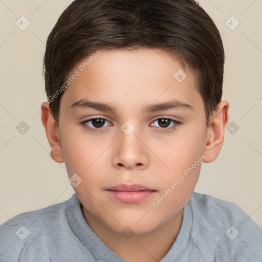 Neutral white child female with short  brown hair and brown eyes