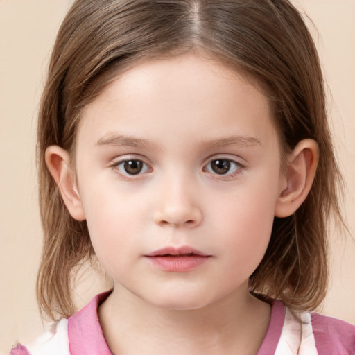 Neutral white child female with medium  brown hair and brown eyes