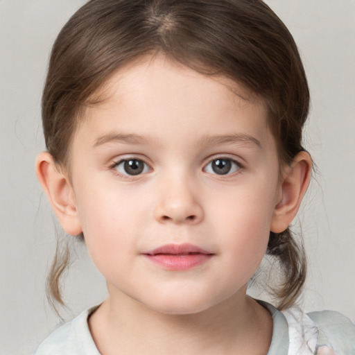 Neutral white child female with medium  brown hair and brown eyes