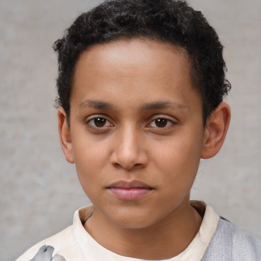 Neutral black young-adult male with short  brown hair and brown eyes