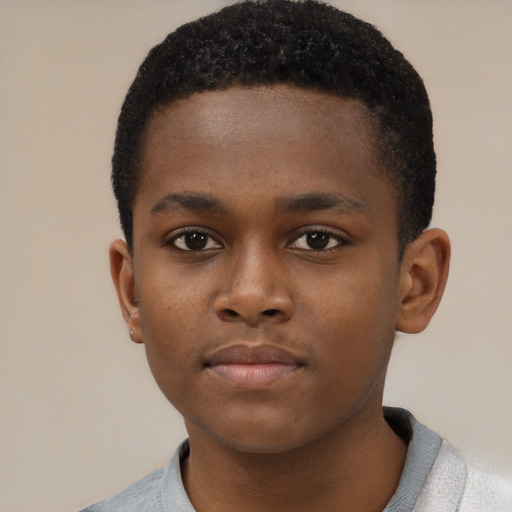 Neutral black child male with short  brown hair and brown eyes