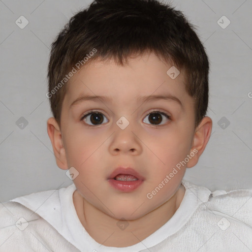 Neutral white child male with short  brown hair and brown eyes