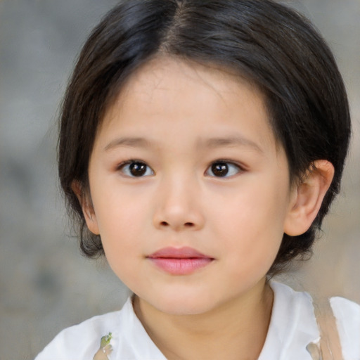 Neutral asian child female with medium  brown hair and brown eyes