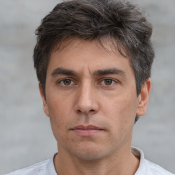 Neutral white adult male with short  brown hair and brown eyes