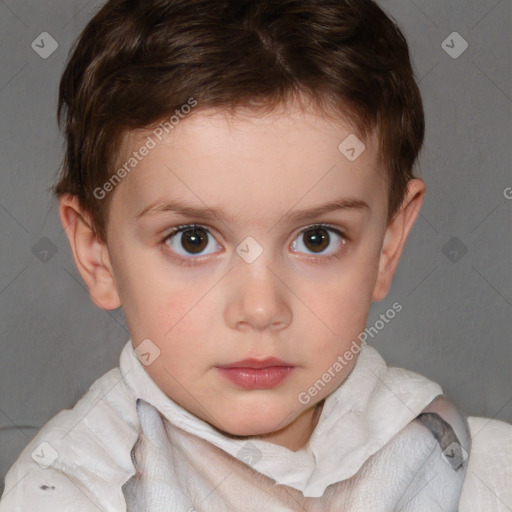 Neutral white child female with short  brown hair and brown eyes