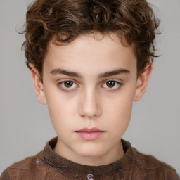 Neutral white child male with short  brown hair and brown eyes