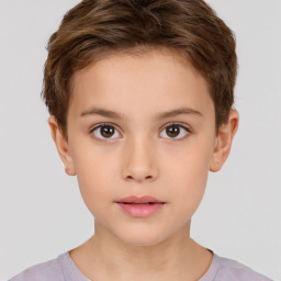 Neutral white child female with short  brown hair and brown eyes