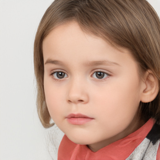 Neutral white child female with medium  brown hair and brown eyes