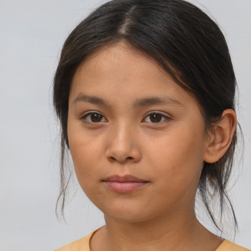 Neutral asian young-adult female with medium  brown hair and brown eyes