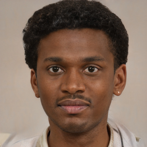 Neutral latino young-adult male with short  brown hair and brown eyes