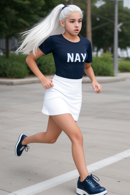 Hispanic teenager girl with  white hair