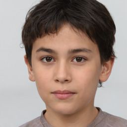 Neutral white child male with short  brown hair and brown eyes