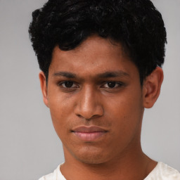 Neutral white young-adult male with short  black hair and brown eyes