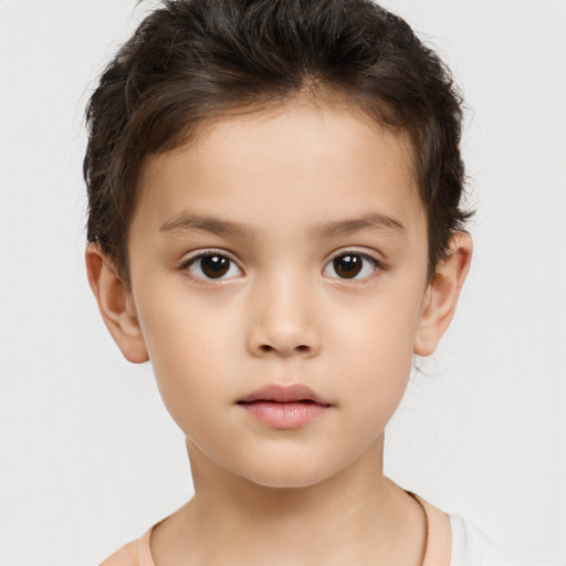 Neutral white child male with short  brown hair and brown eyes