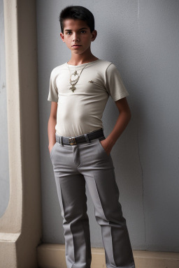 Bolivian teenager boy with  gray hair