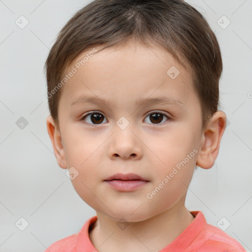 Neutral white child male with short  brown hair and brown eyes