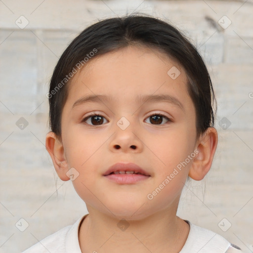 Neutral asian child male with short  brown hair and brown eyes