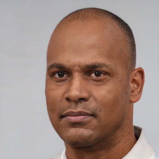 Neutral latino adult male with short  brown hair and brown eyes