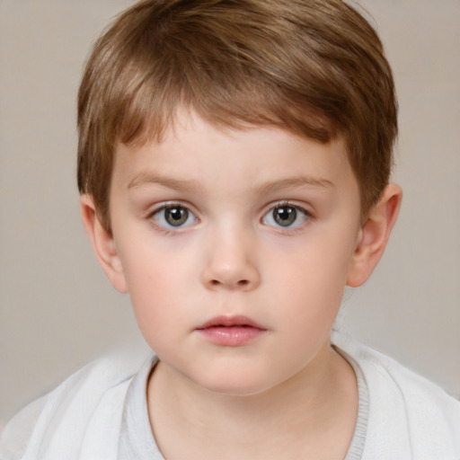 Neutral white child male with short  brown hair and brown eyes