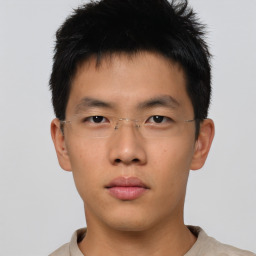 Neutral asian young-adult male with short  brown hair and brown eyes