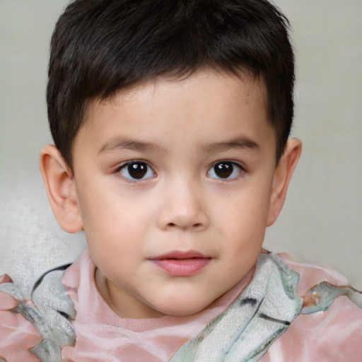 Neutral white child male with short  brown hair and brown eyes