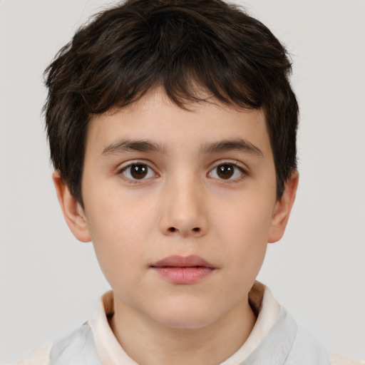 Neutral white child male with short  brown hair and brown eyes