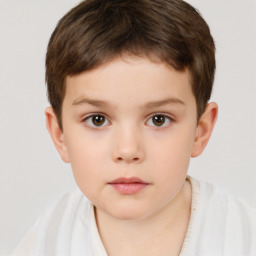 Neutral white child male with short  brown hair and brown eyes