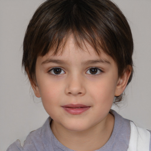 Neutral white child female with medium  brown hair and brown eyes