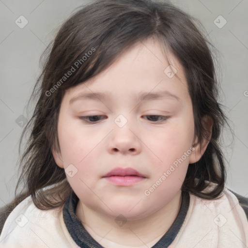 Neutral white child female with medium  brown hair and brown eyes