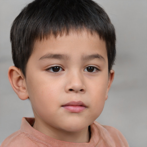 Neutral white child male with short  brown hair and brown eyes