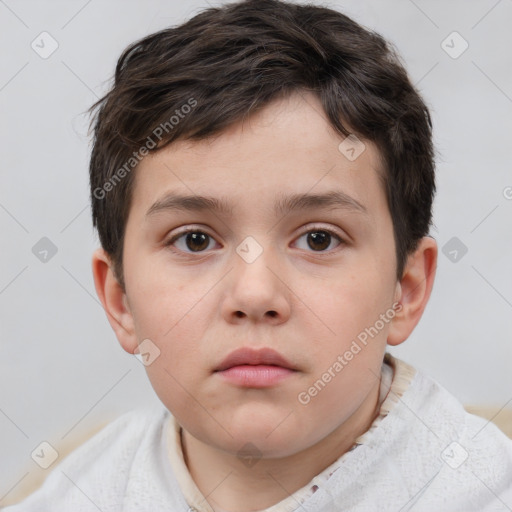 Neutral white child male with short  brown hair and brown eyes