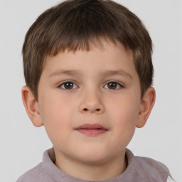 Neutral white child male with short  brown hair and brown eyes