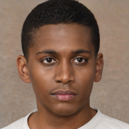 Neutral black young-adult male with short  brown hair and brown eyes