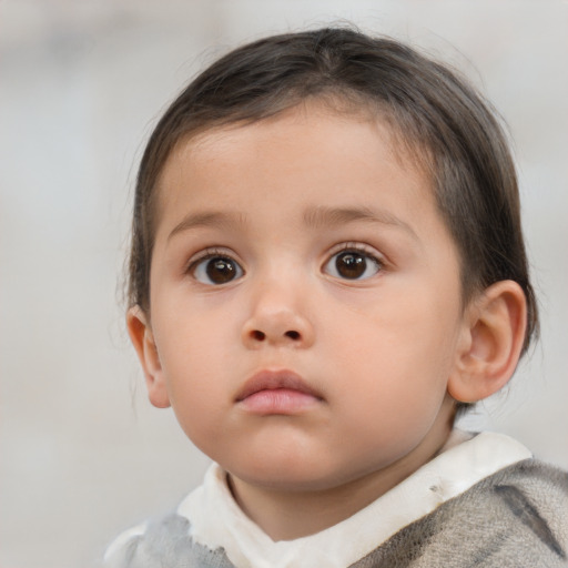 Neutral white child female with short  brown hair and brown eyes