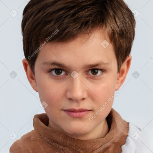 Neutral white child male with short  brown hair and brown eyes