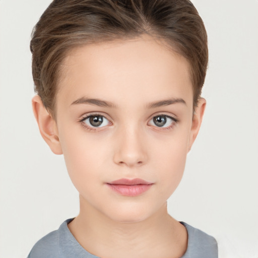 Neutral white young-adult female with short  brown hair and brown eyes