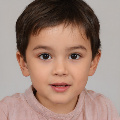 Neutral white child male with short  brown hair and brown eyes