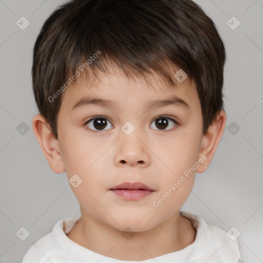 Neutral white child male with short  brown hair and brown eyes