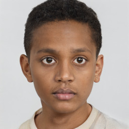 Neutral black young-adult male with short  brown hair and brown eyes