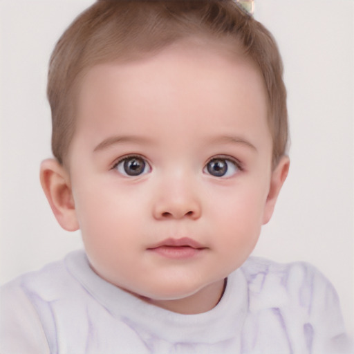 Neutral white child female with short  brown hair and brown eyes