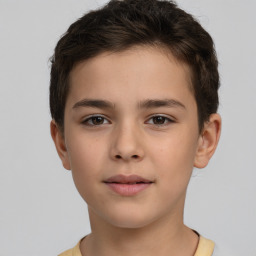 Neutral white child male with short  brown hair and brown eyes