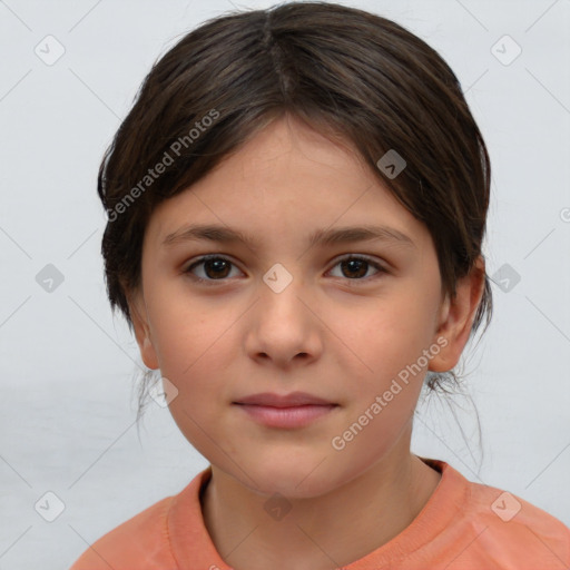 Neutral white child female with medium  brown hair and brown eyes